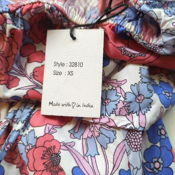 Japna Maxi Dress Womens XS Floral Boho Peasant Empire Waist Off Shoulder - Picture 7 of 8